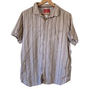Bruno Milano Modern Fit linen blend striped shirt sleeve Shirt sz XL